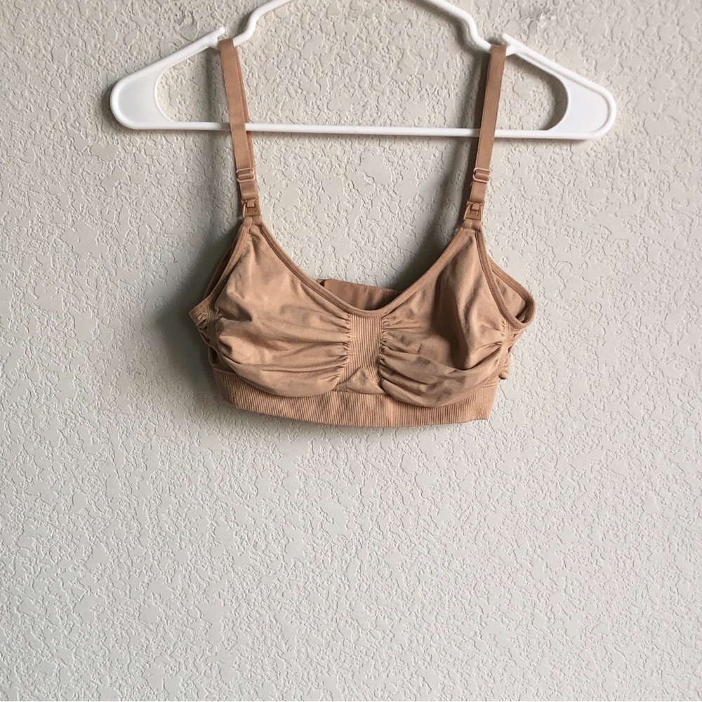 Skims Nursing Bralette Tan Snap Down L XL Wireless